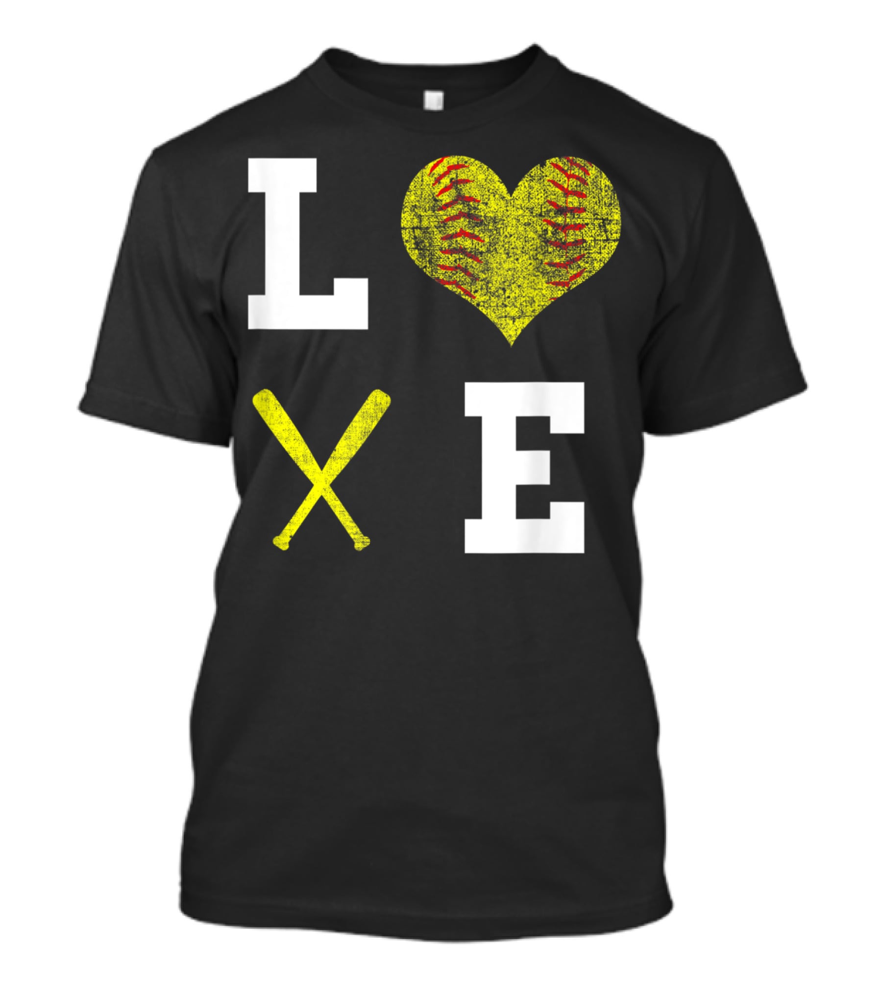 LOVE Softball Heart Bat Stitch Girls Softballism T-Shirt