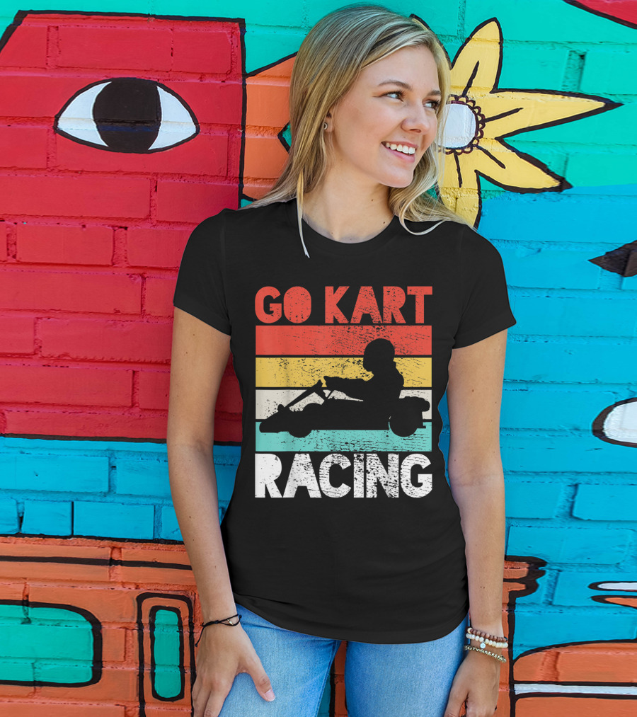 GO KART RACING Retro Stripes T-Shirt