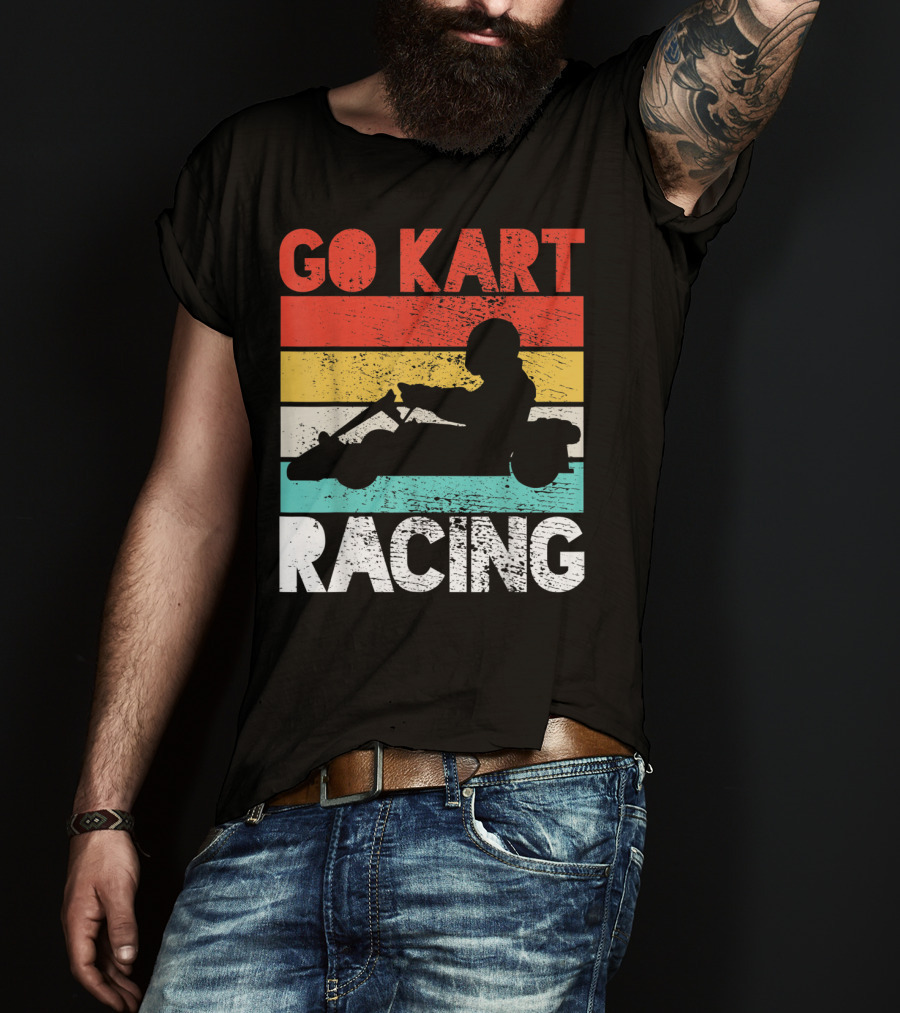 GO KART RACING Retro Stripes T-Shirt