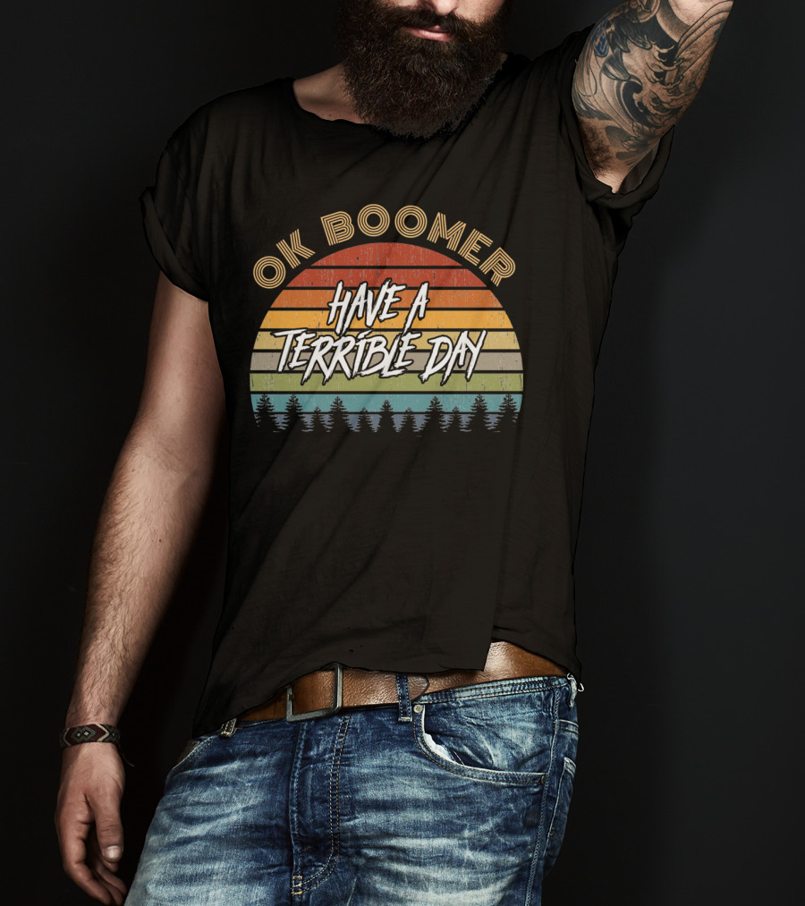 Retro Vintage Sunset Ok Boomer Have A Terrible Day T-Shirt