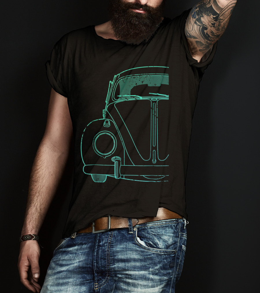 Roughed Modified Classic Beetle Front Sketch T-Shirt