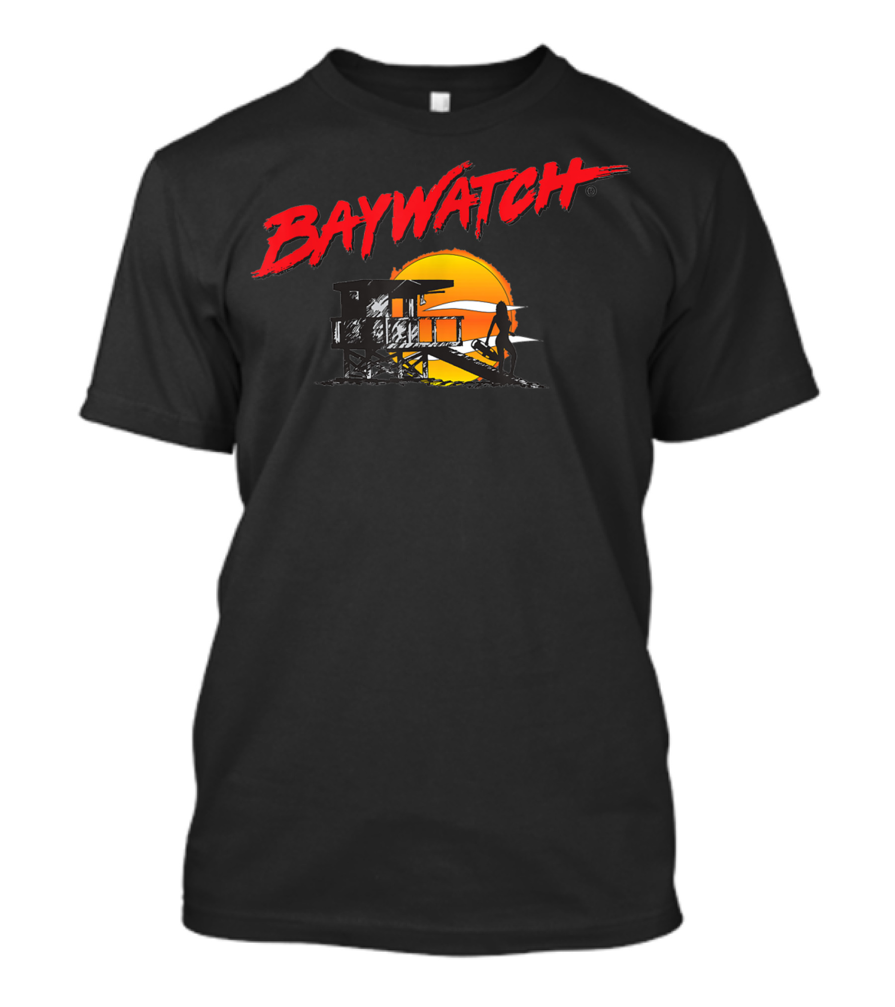 Baywatch Classic Bay And Tower Silhouette At Sunset T-Shirt