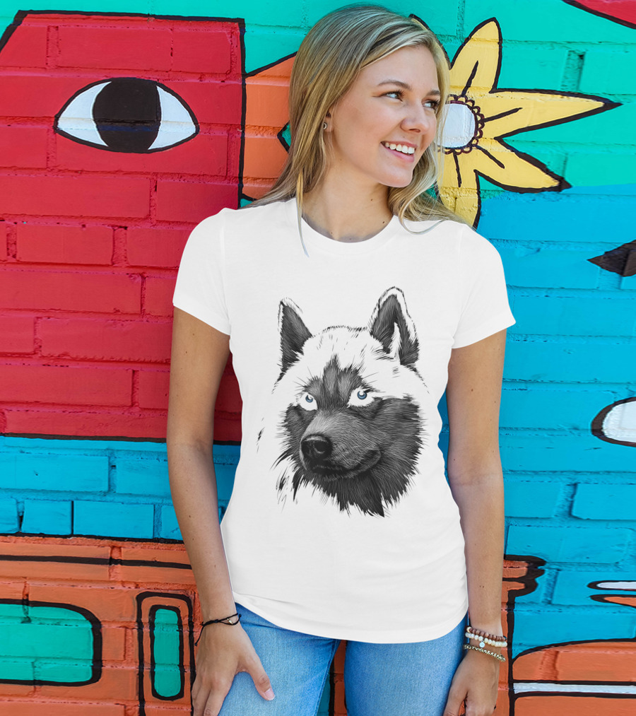 Classic Blue-Eyed Siberian Husky Lover T-Shirt