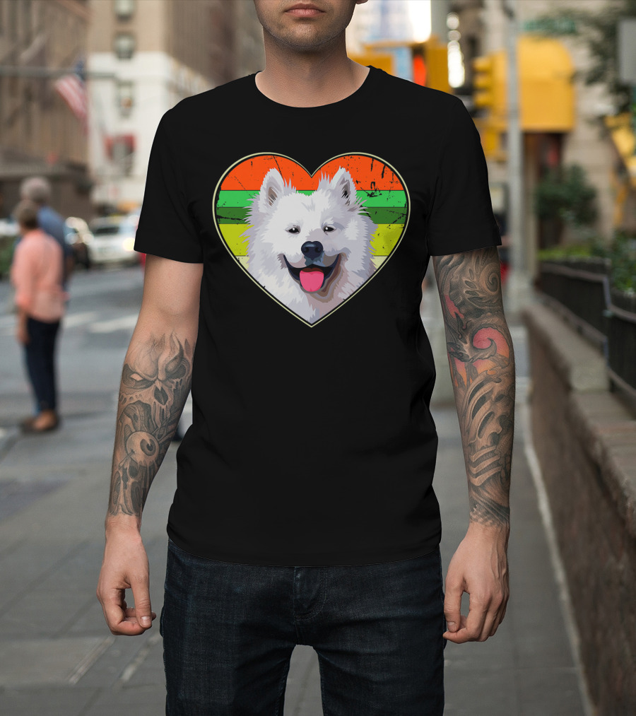 Heart American Eskimo Dog Rainbow Stripes T-Shirt