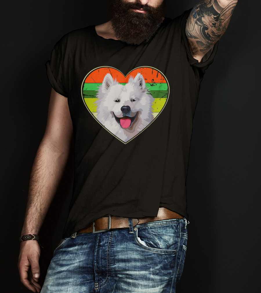 Heart American Eskimo Dog Rainbow Stripes T-Shirt