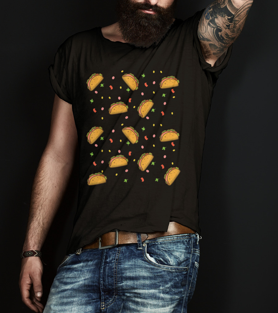 It's Raining Tacos Funny Taco Pattern With Sprinkles And Confetti T-Shirt
