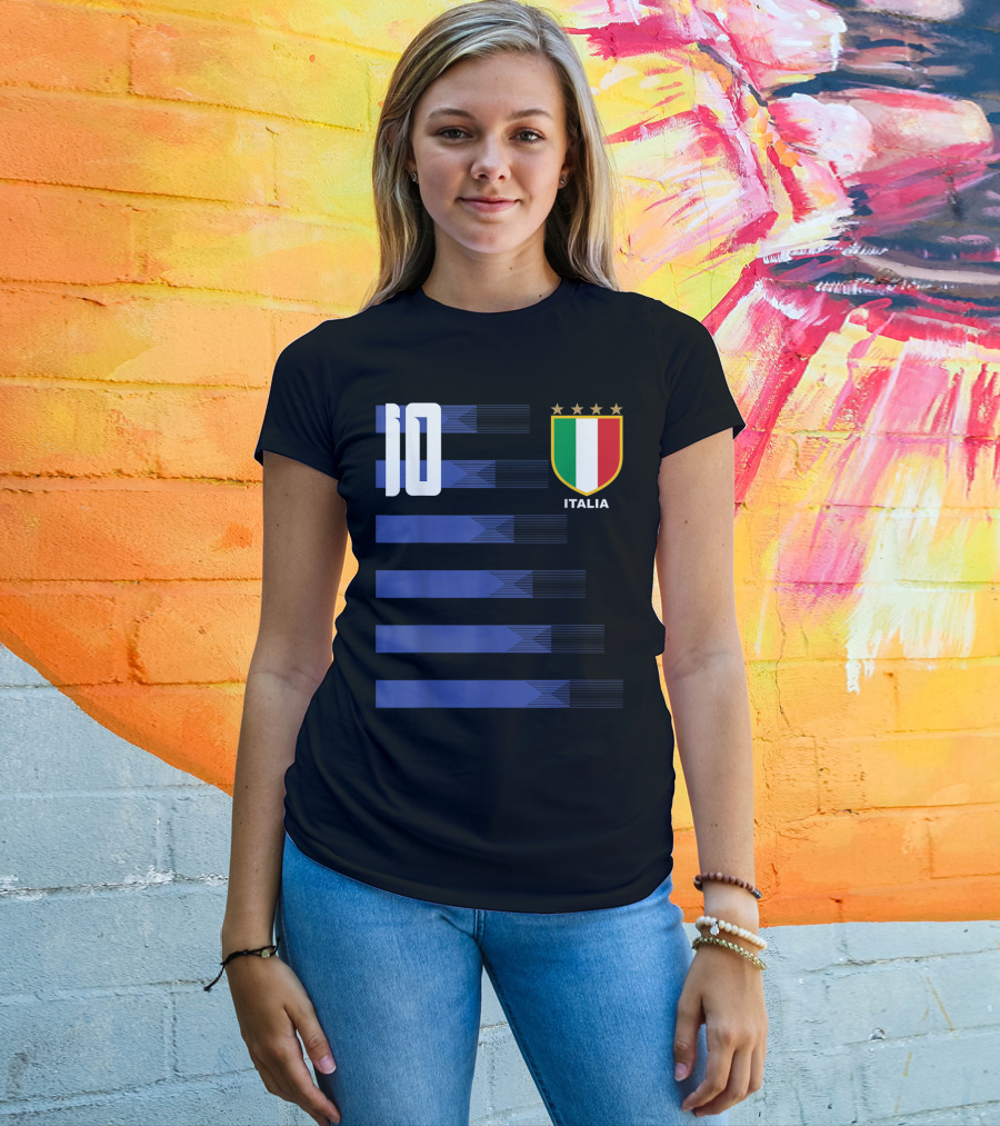 Italia Calcio Soccer Shirt Italian Flag Icon Number 10 T-Shirt