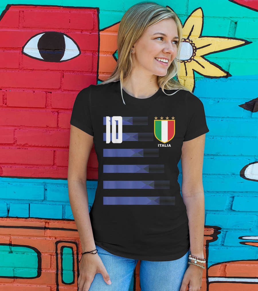 Italia Calcio Soccer Shirt Italian Flag Icon Number 10 T-Shirt
