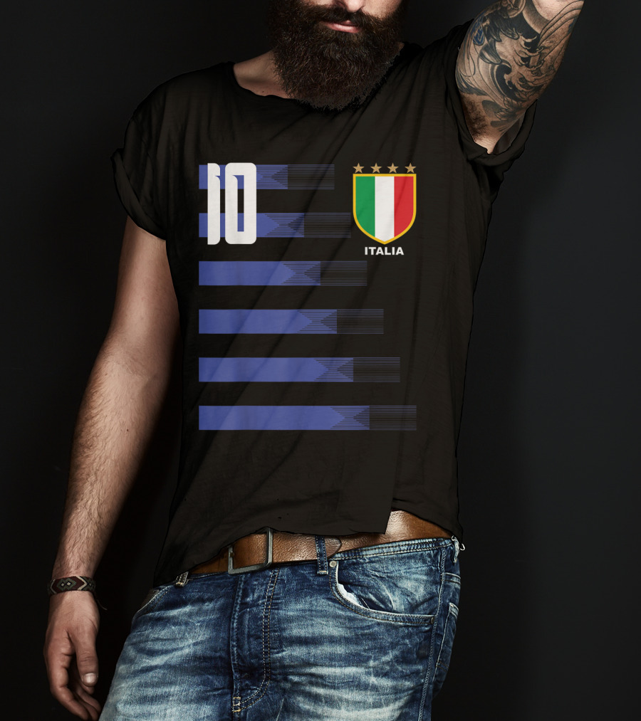 Italia Calcio Soccer Shirt Italian Flag Icon Number 10 T-Shirt