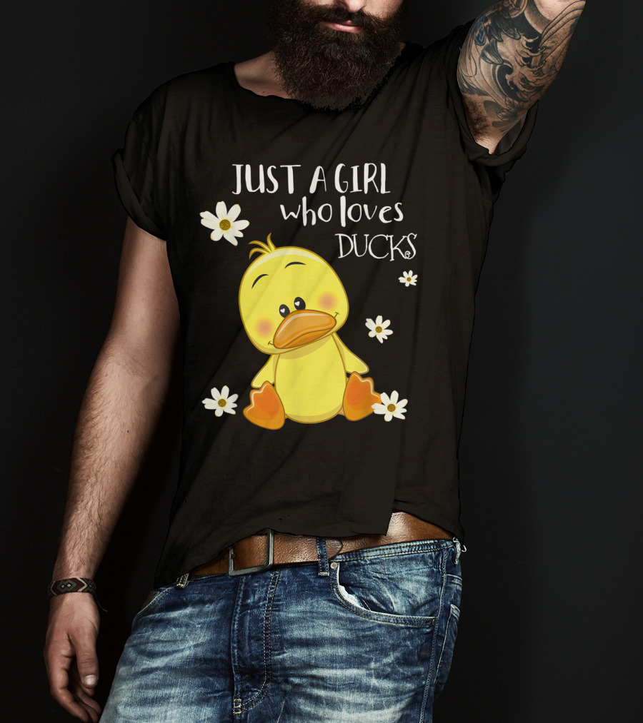 Just A Girl Who Loves Ducks Cute Duck Lover With Flowers T-Shirt