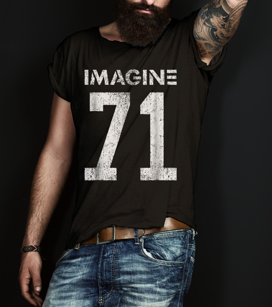 IMAGINE 71 Mens White Retro Style Shirt Sportswear T-Shirt