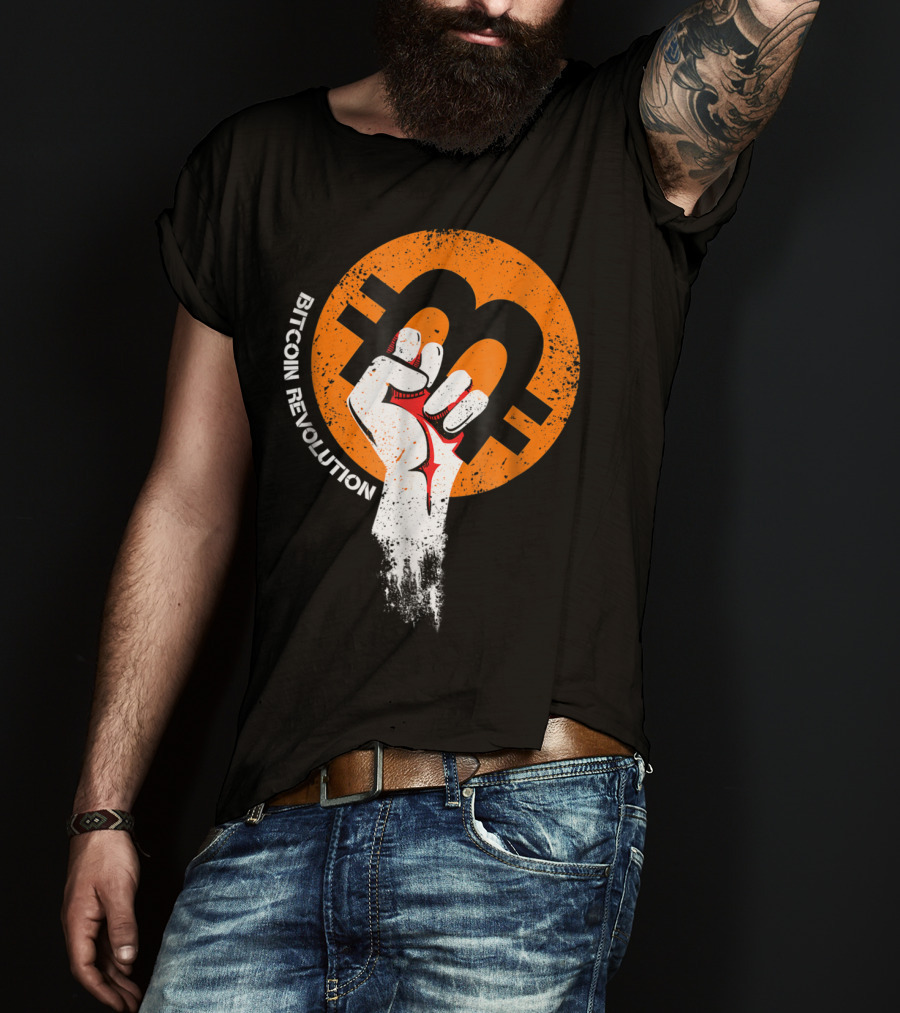 Bitcoin Cryptocurrency BTC Revolution Fist T-Shirt