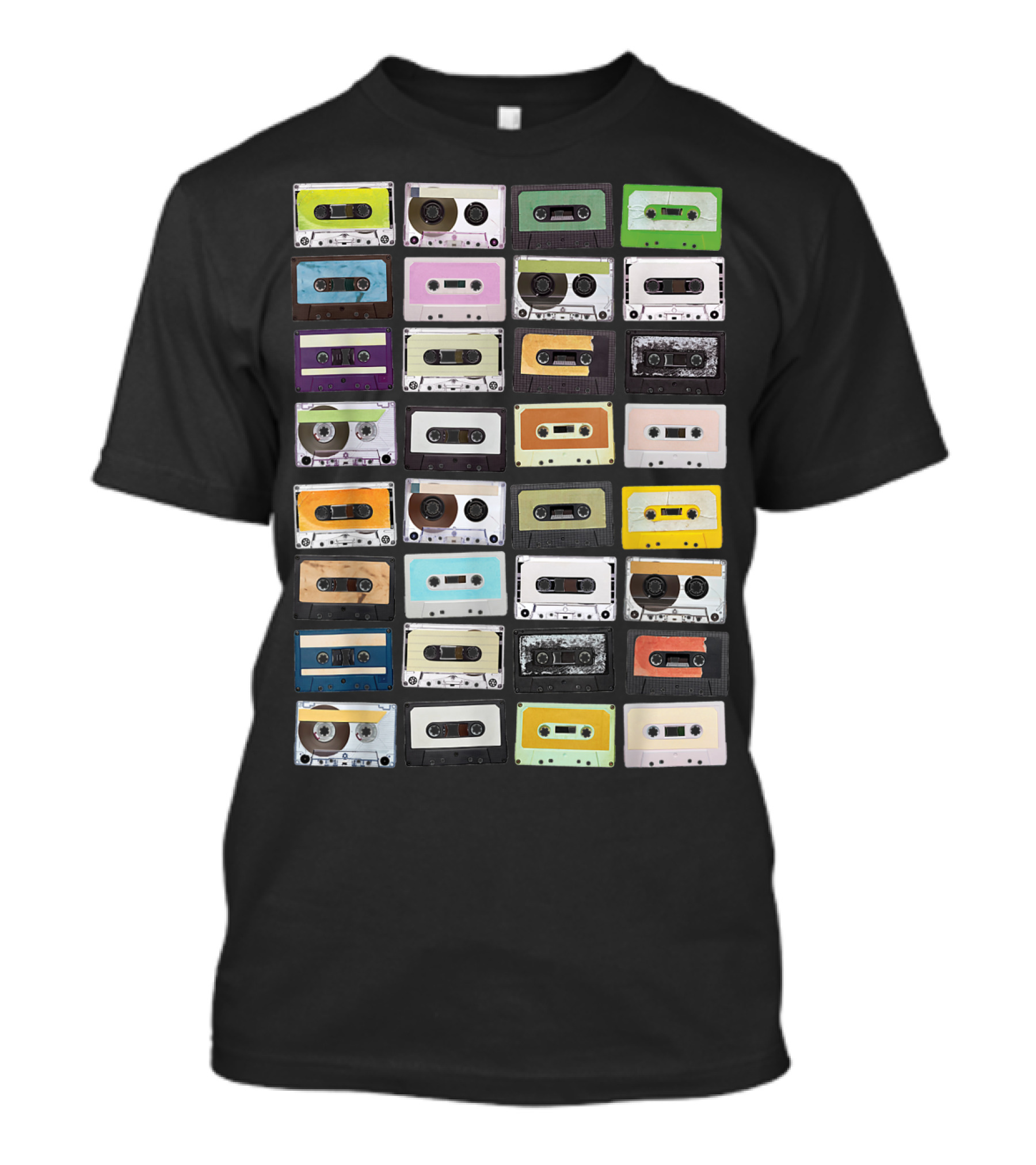 Colorful 1980s Cassette Tape Mixtapes Radio Music T-Shirt