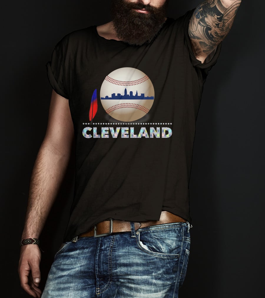 Cleveland Baseball Skyline Feather Emblem T-Shirt
