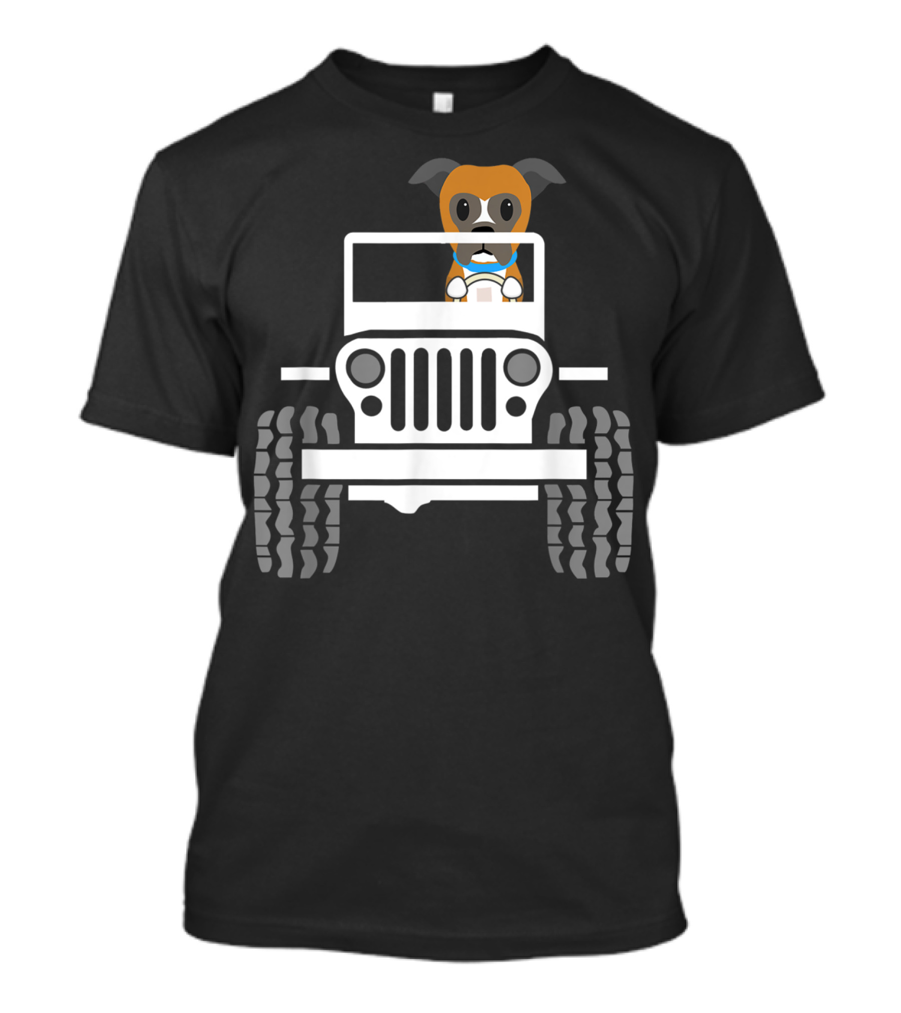 Cute Funny Boxer Dog Driving A Jeep T-Shirt