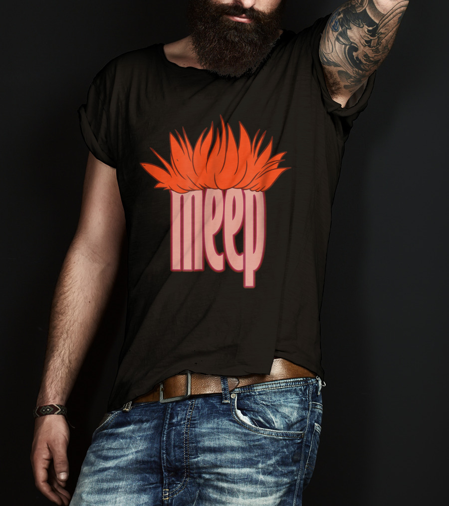 Meep Hair Orange Flame Text T-Shirt