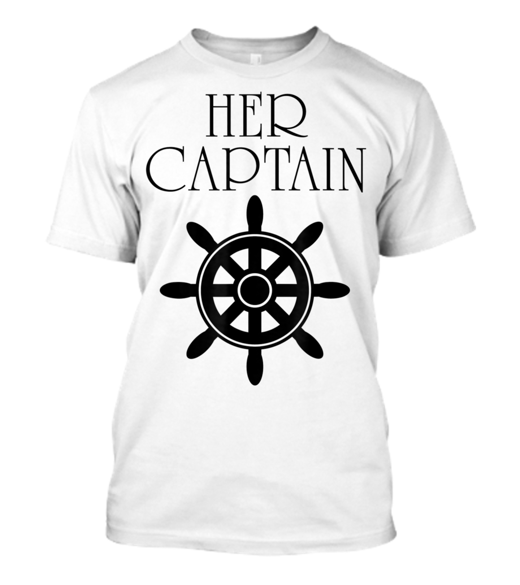 Mens Funny Cruise Her Captain His Anchor Couple Nautical Wheel T-Shirt
