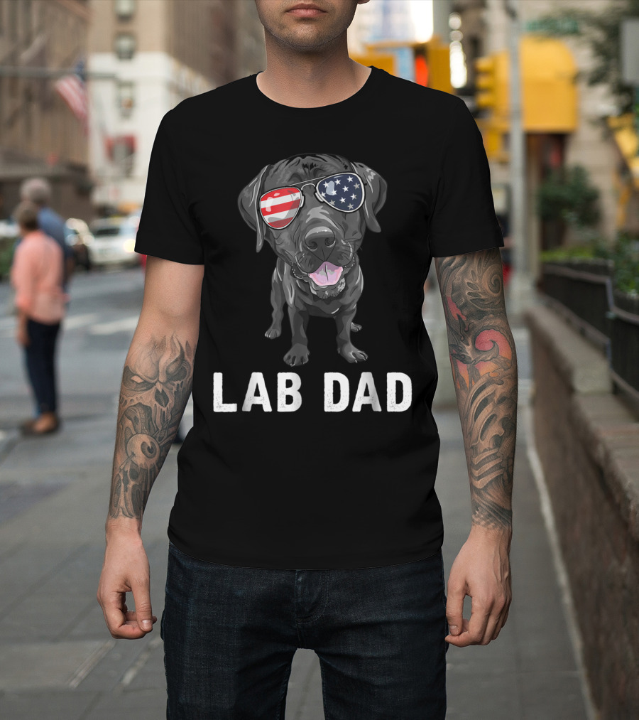 Lab Dad Patriotic Sunglasses Father's Day 4th of July T-Shirt