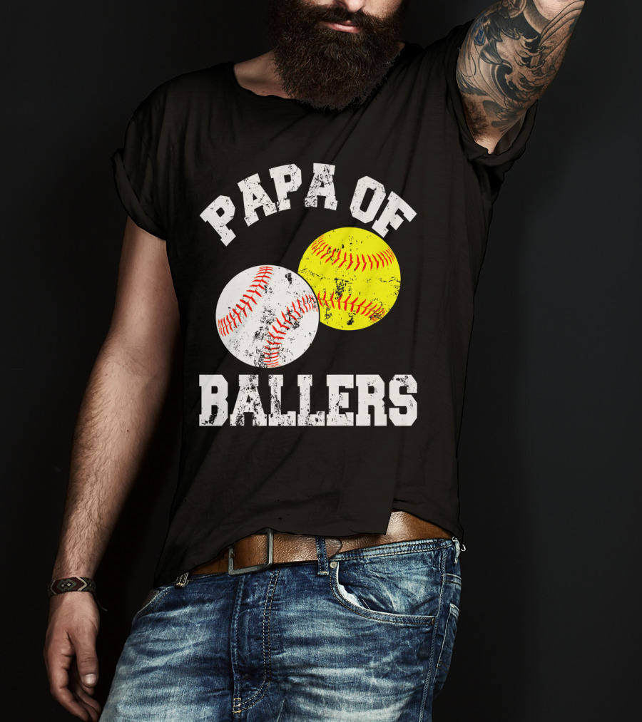 Papa Of Ballers Baseball Softball T-Shirt