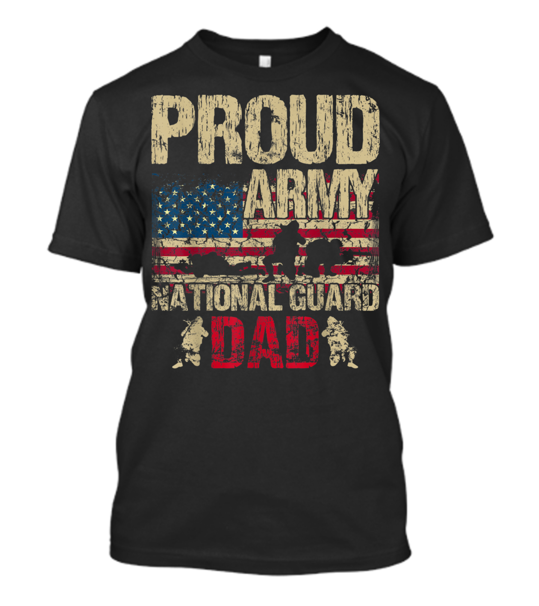 Proud Army National Guard Dad American Flag Soldiers T-Shirt