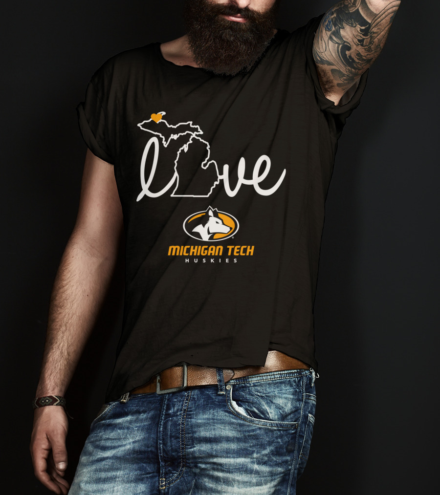 Love Michigan Tech Huskies State Map Iconic T-Shirt