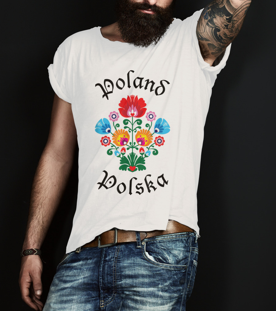 POLAND Folk Flowers WYCINANKI Polska Polish Fest Floral T-Shirt