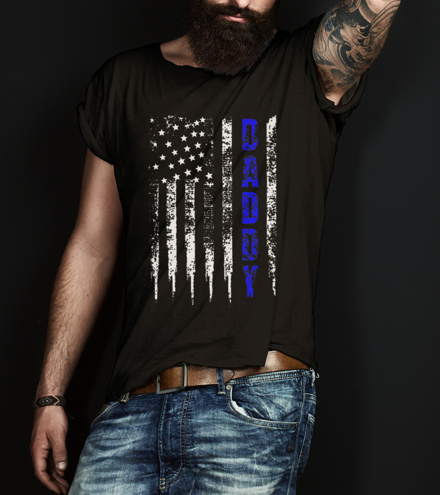 Police Daddy Blue Line USA Flag T-Shirt