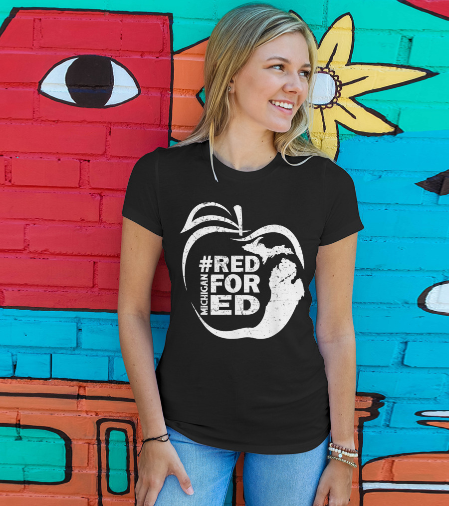 Michigan Teachers Apple #RedForEd Campaign T-Shirt