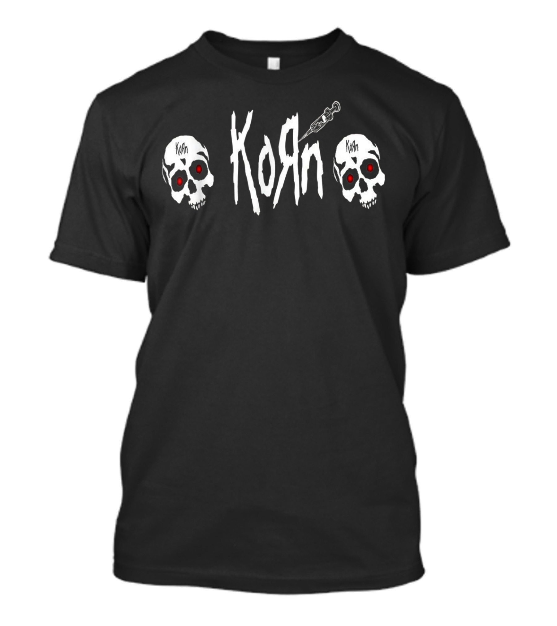 Korn Scary Skull Red Eyes Tattoo Needle T-Shirt