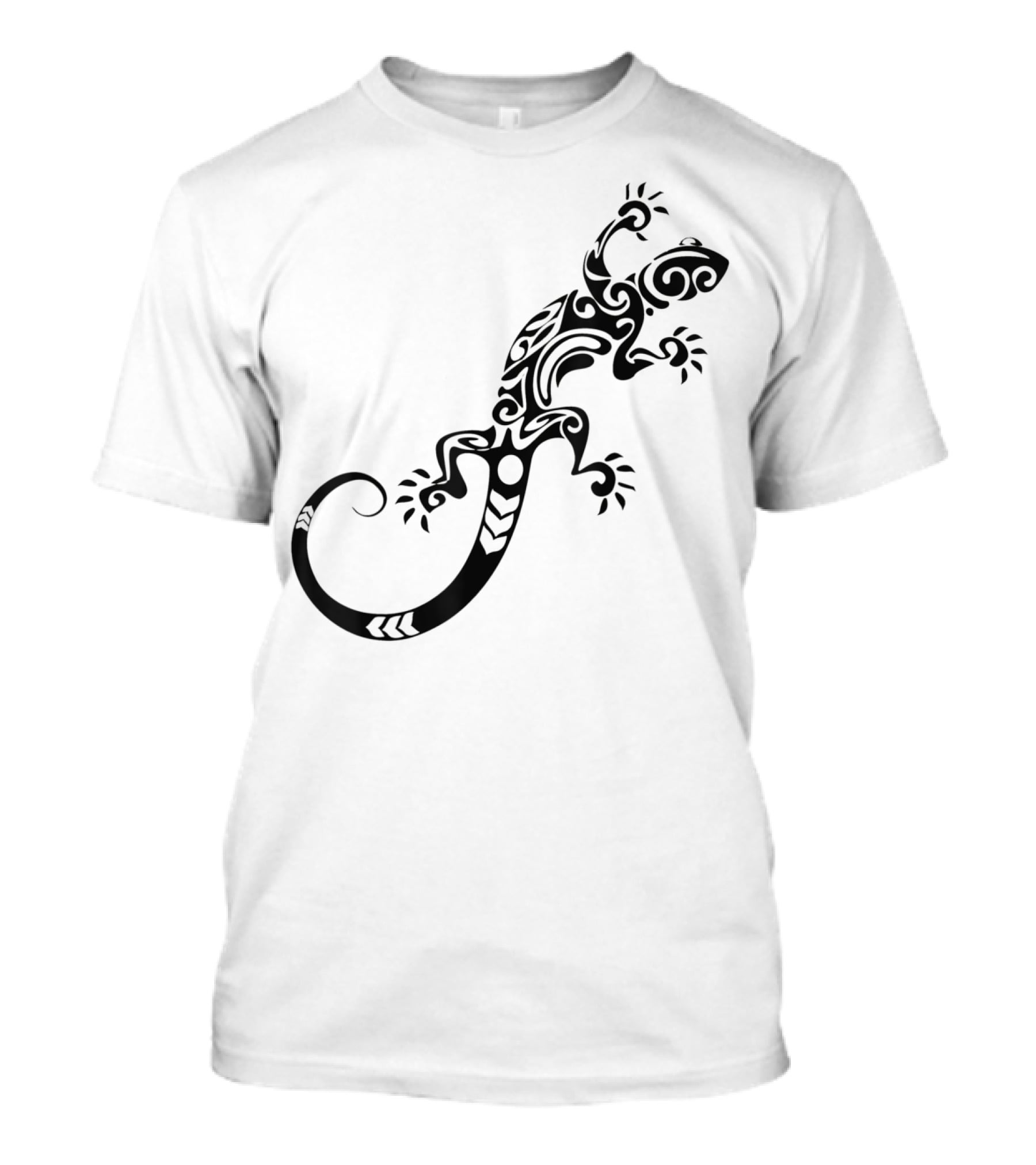 Tribal Lizard Pattern Black T-Shirt