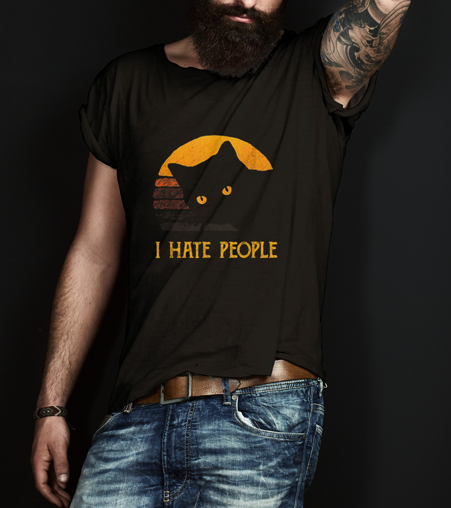 Vintage I Hate People Cat T-Shirt