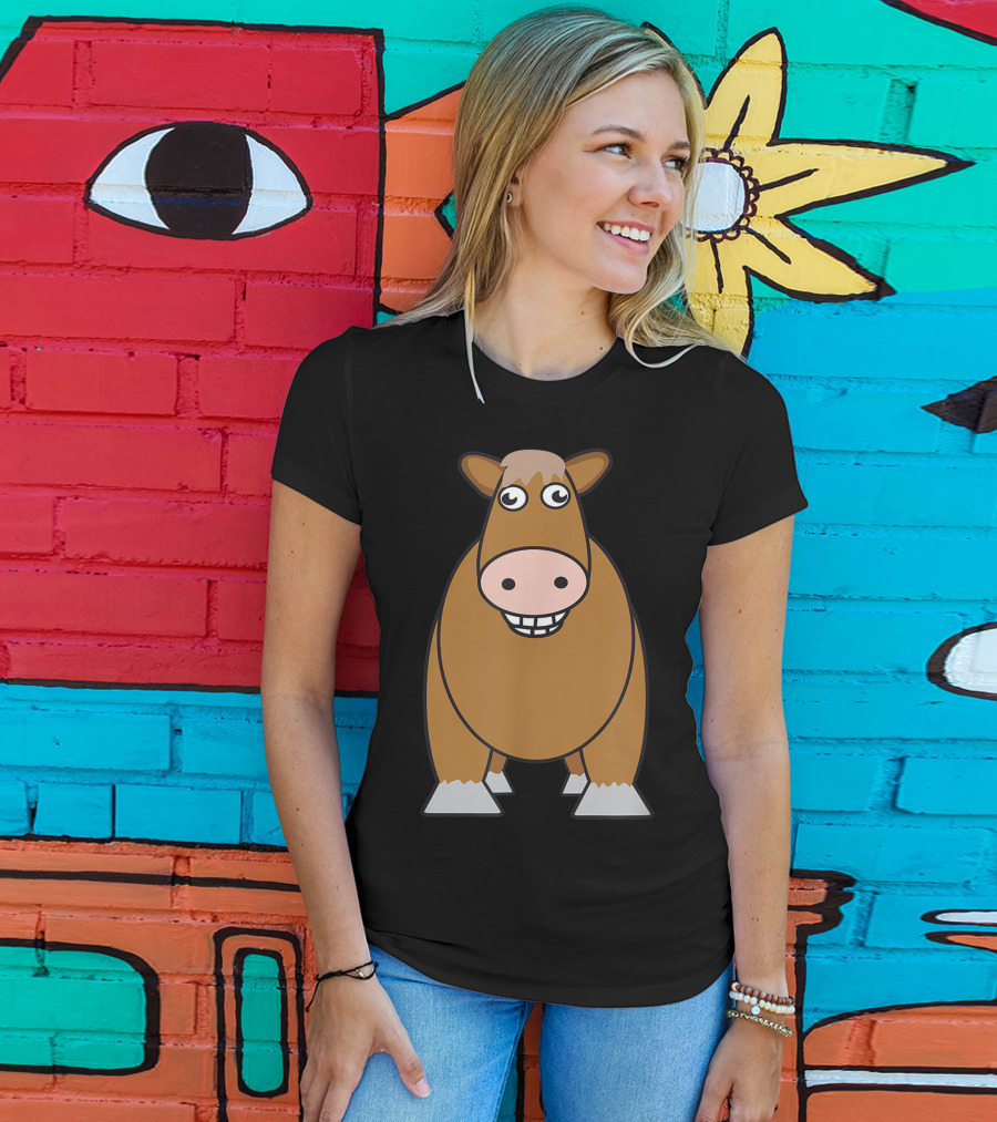 Goofy Cartoon Horse With Big Eyes And Smile T-Shirt