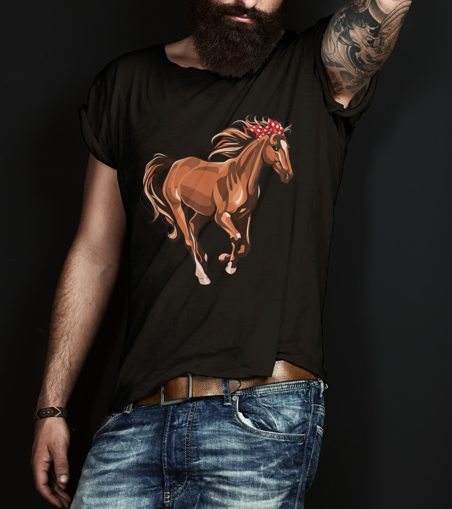 Funny Horse Mom Red Bandana T-Shirt