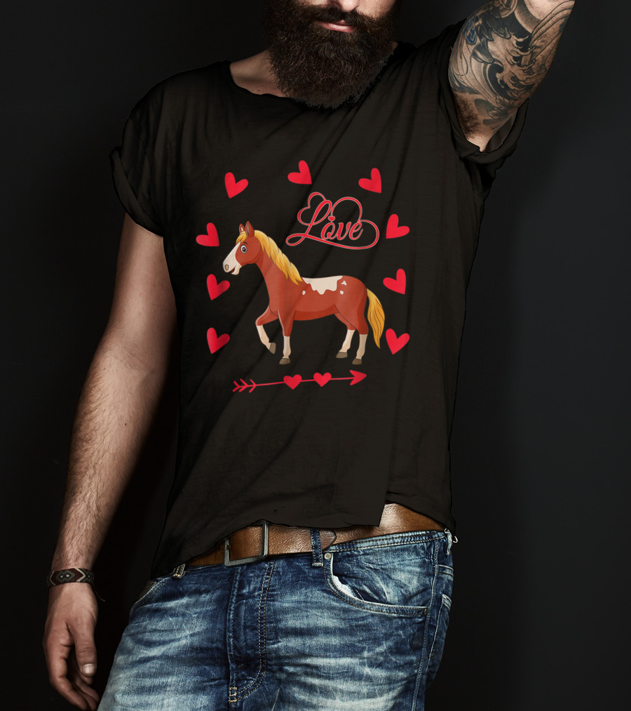 Love Heart Arrow Funny Horse Valentine's T-Shirt