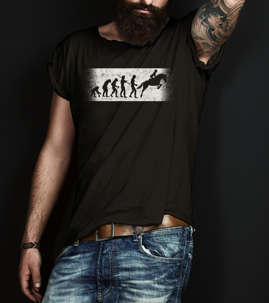 Funny Horse Riding Evolution Ofman Silhouette Progression T-Shirt
