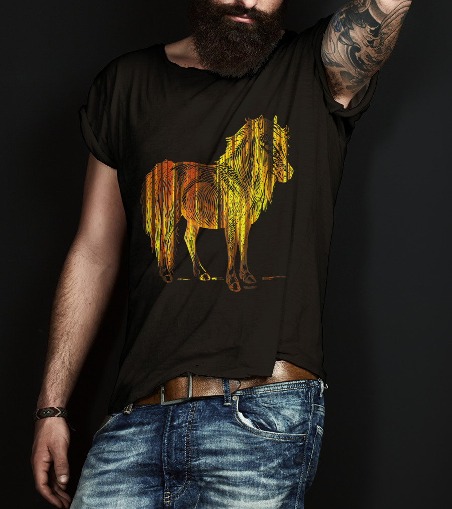 Golden Sparkling Horse Illuminated Elegance T-Shirt