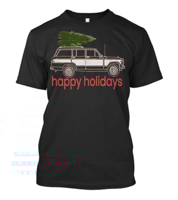 Happy Holidays Classic Woody SUV Christmas Tree T-Shirt