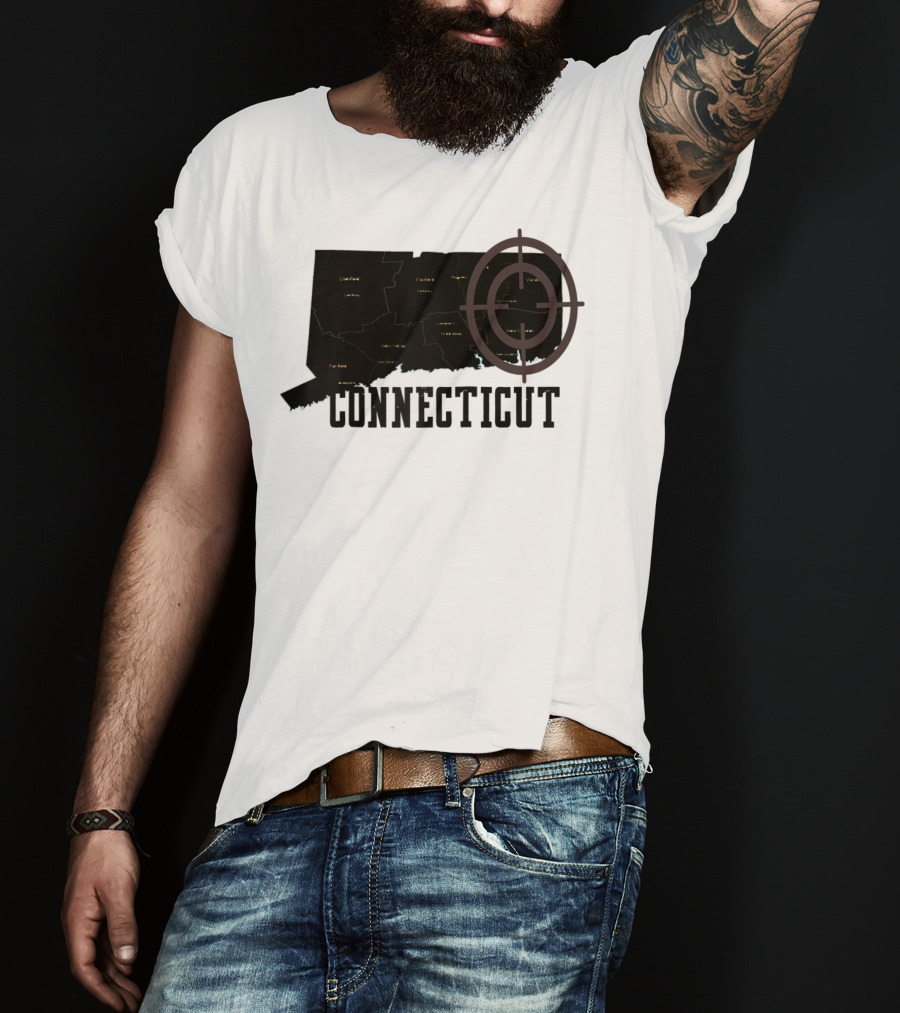 Connecticut Maps Vintage Style With Compass Overlay T-Shirt