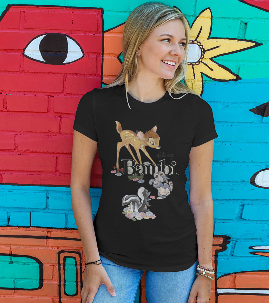 Disney Bambi Classic Group Shot Bambi Flower Thumper T-Shirt