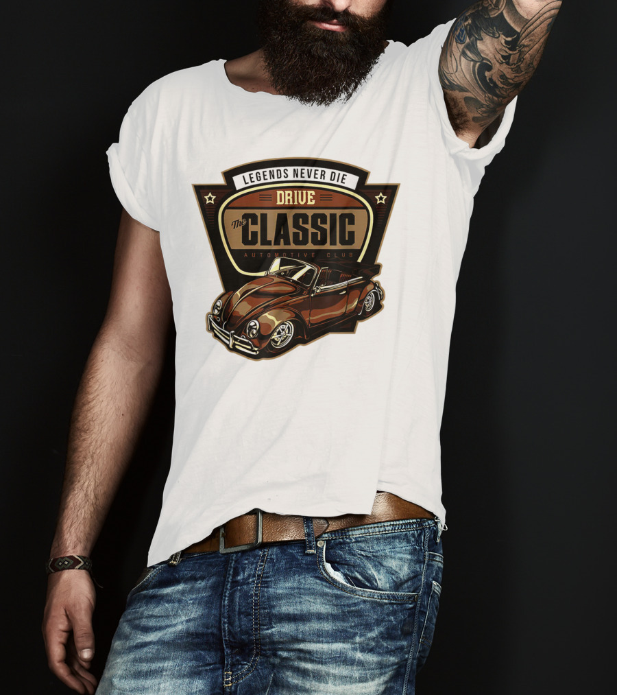 Drive Legends Never Die The Classic Automotive Club T-Shirt