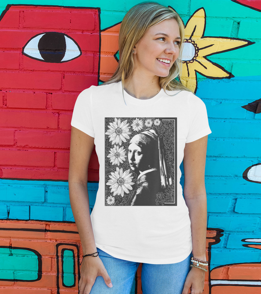 Girl With A Pearl Earring Floral T-Shirt