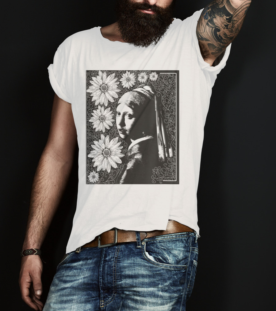 Girl With A Pearl Earring Floral T-Shirt