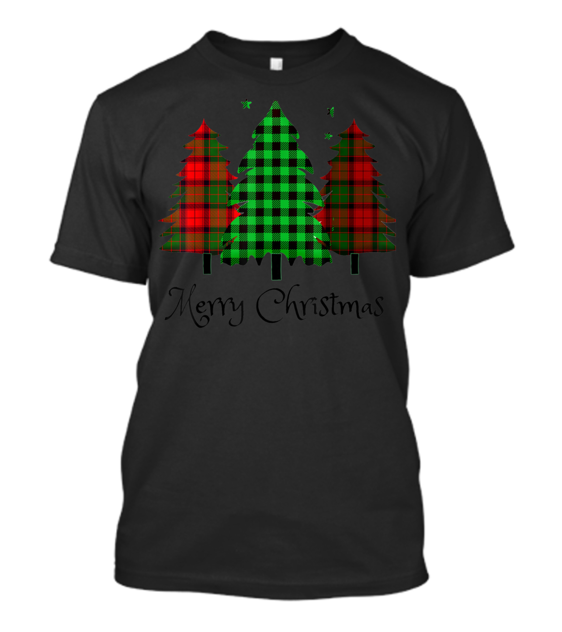Merry Christmas Plaid Trees T-Shirt
