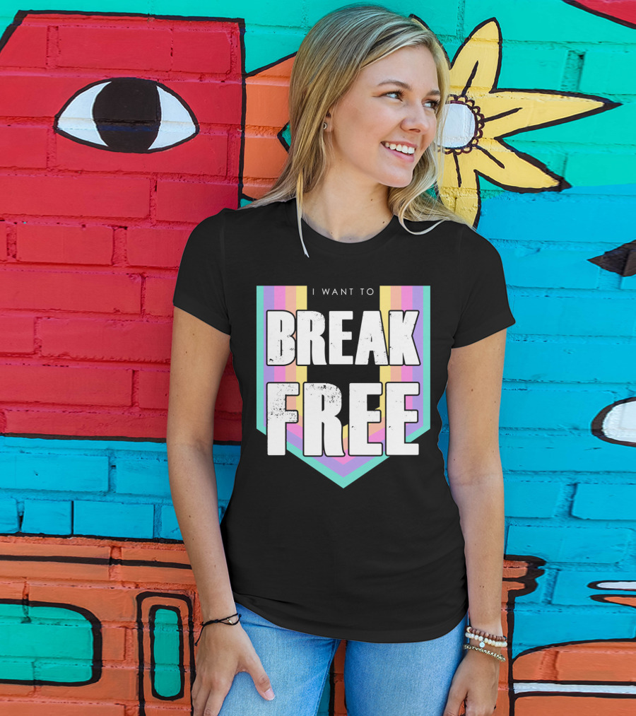 I Want To Break Free Classic Rock Music Retro Style Rainbow Stripes T-Shirt