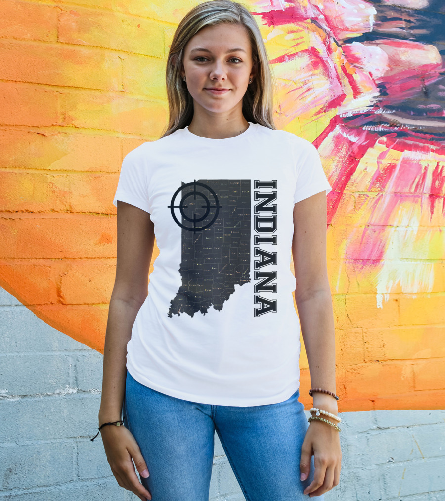 Indiana Map County Outline Vintage Classic Black EJ Maze T-Shirt