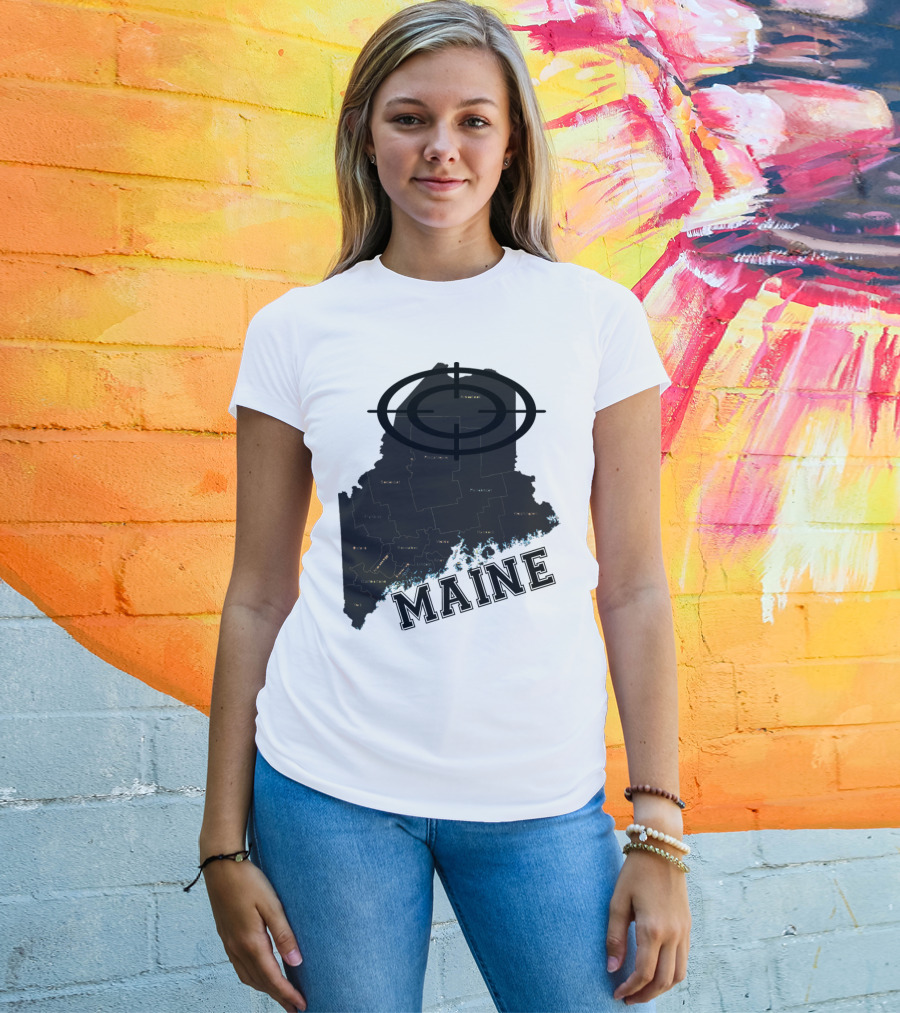 Maine Maps Classic Vintage Fun Target Overlay T-Shirt