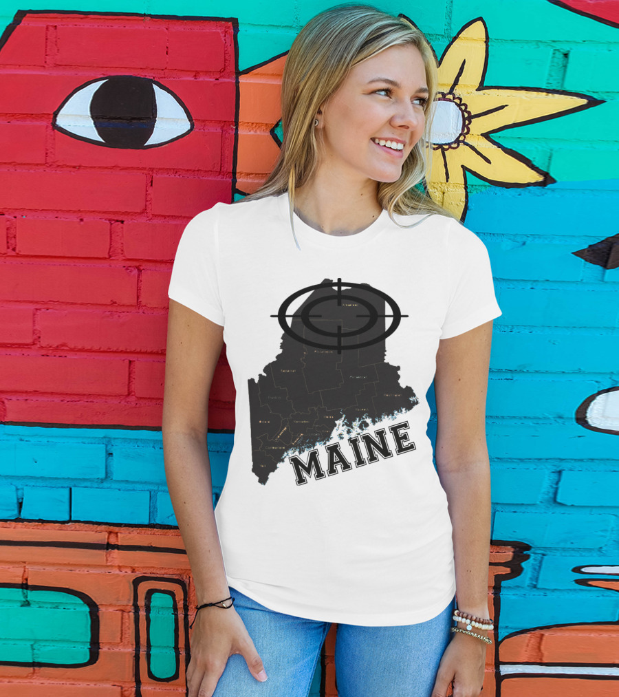 Maine Maps Classic Vintage Fun Target Overlay T-Shirt