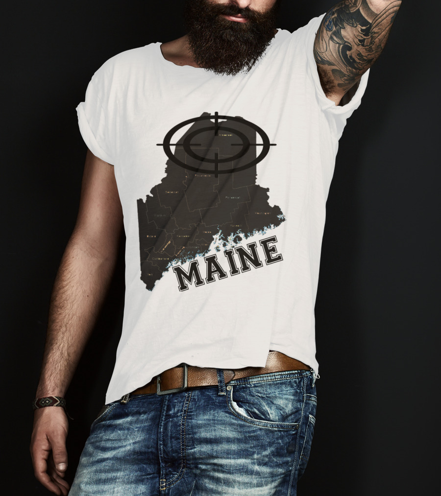 Maine Maps Classic Vintage Fun Target Overlay T-Shirt