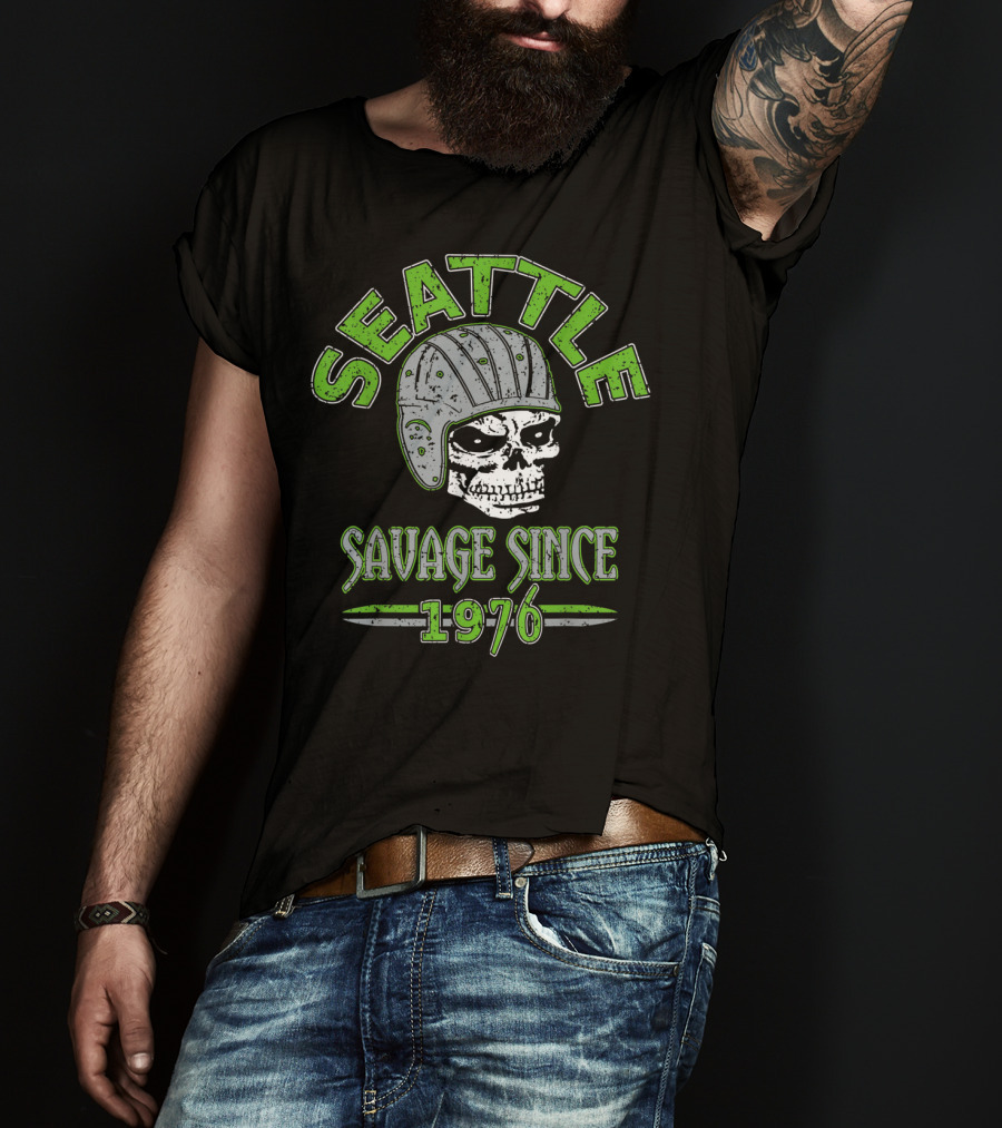 Seattle Savage Skull Helmet Since 1976 T-Shirt