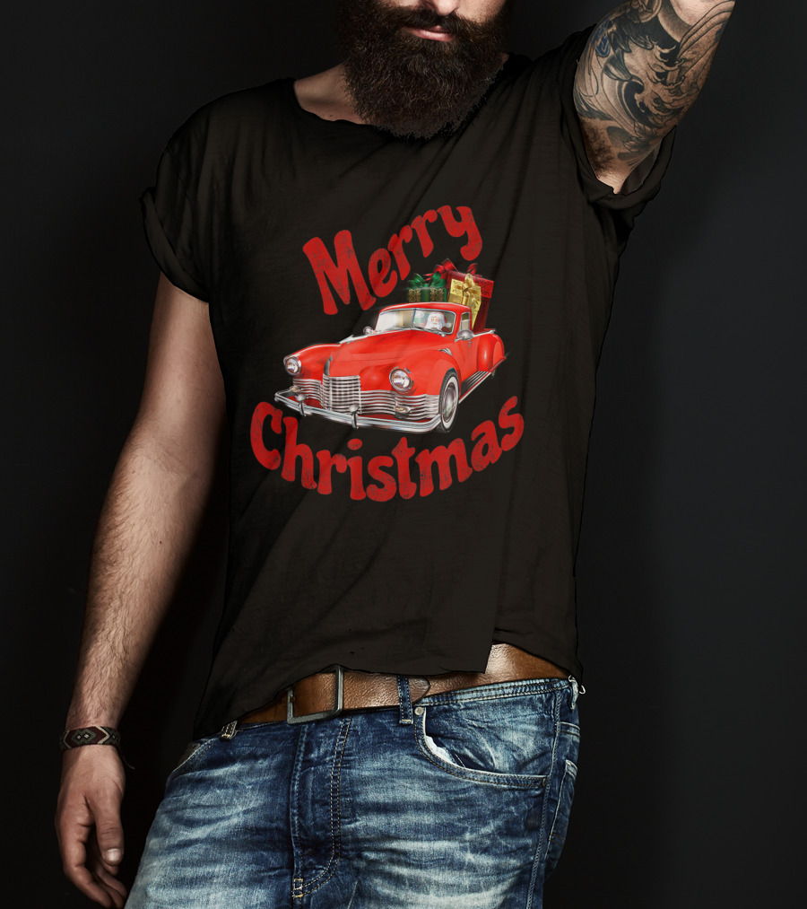 Merry Christmas Classic Car With Presents T-Shirt